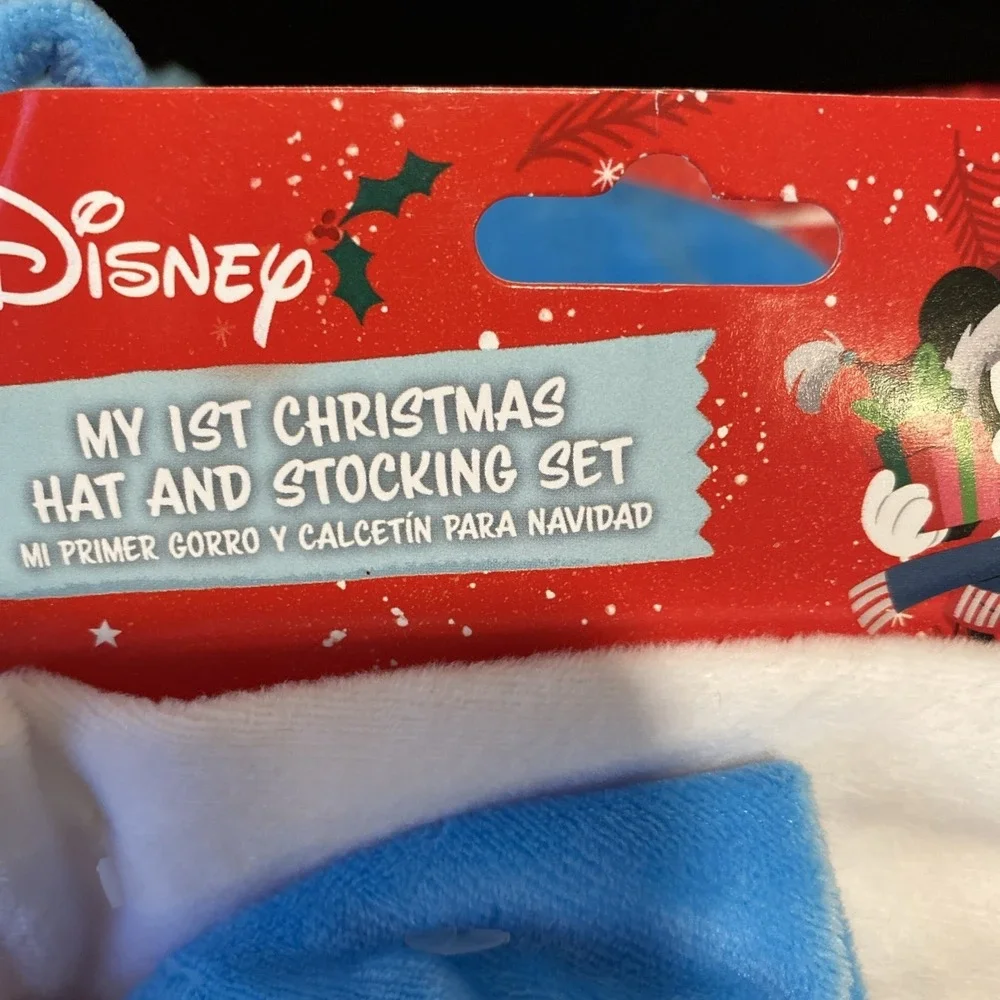 Disney Baby First Mickey Mouse Christmas Hat & Stocking‎ Set NWT